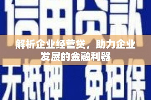 和田解析企业经营贷，助力企业发展的金融利器