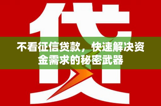 和田不看征信贷款，快速解决资金需求的秘密武器