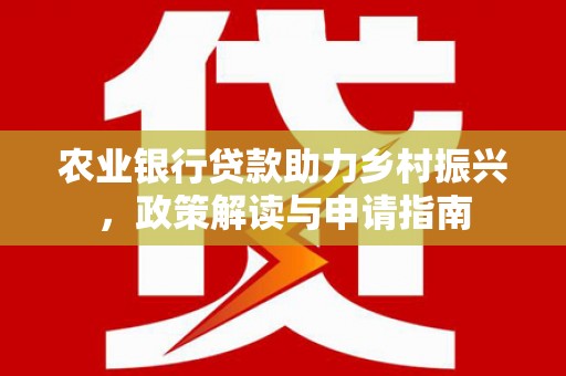 和田农业银行贷款助力乡村振兴，政策解读与申请指南