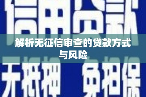和田解析无征信审查的贷款方式与风险